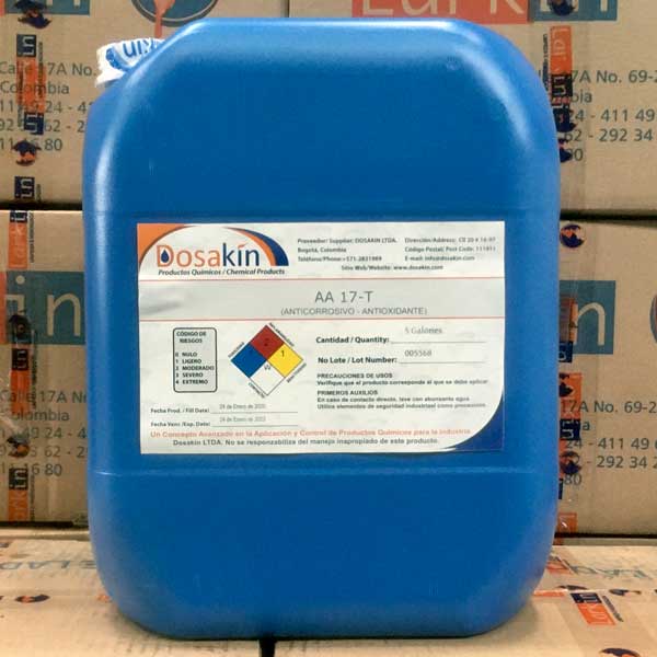 AA-17T es un fluido protector con antioxidantes inorgánicos, inhibidores de corrosión y agentes químicos activos, para la protección anticorrosiva de piezas metálicas, de fácil operación por inmersión en tanques o aplicación por aspersión